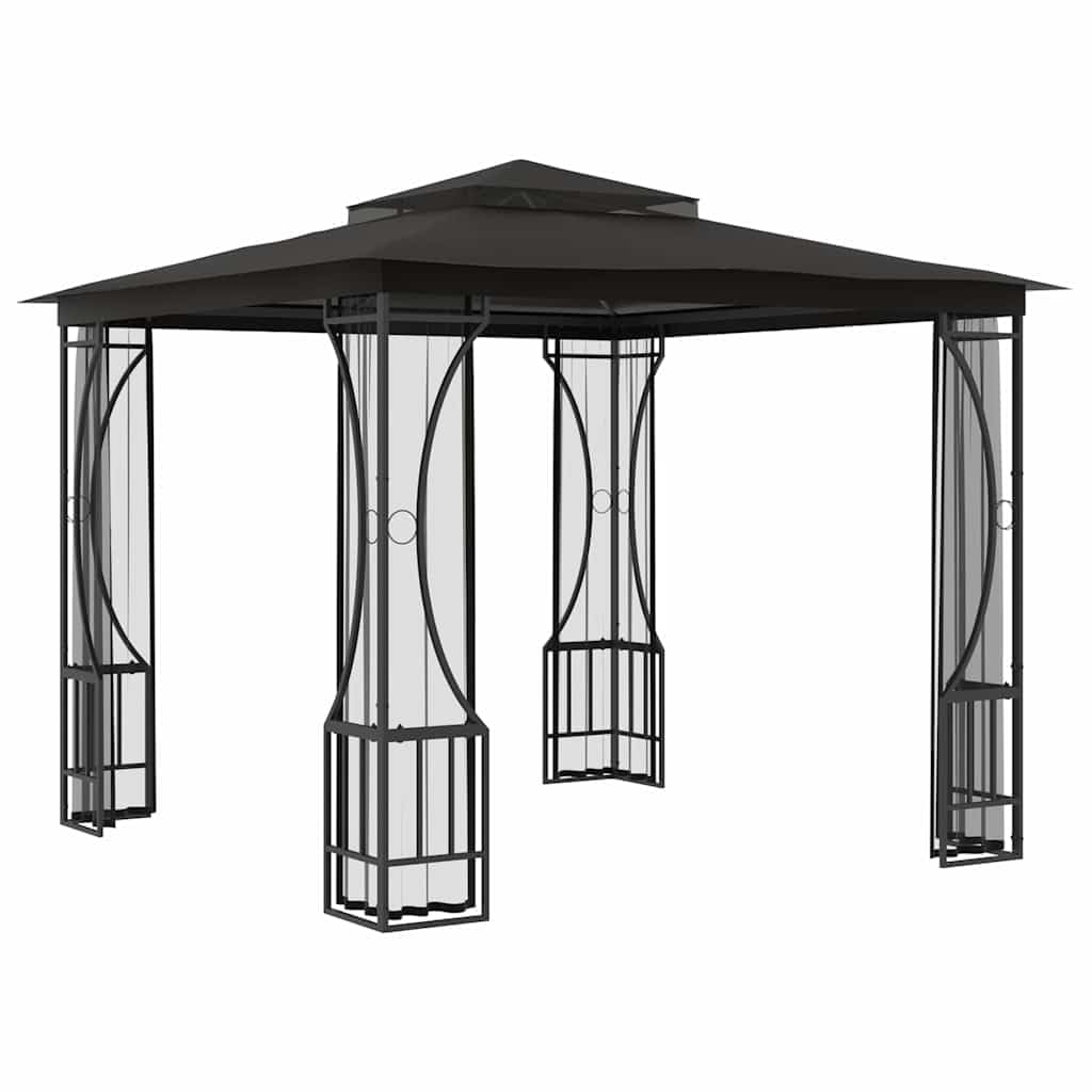 Anthracite Steel Frame 9.8'x9.8'x8.7' UV-Protective Polyester Gazebo O16522