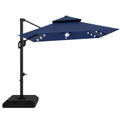 10 ft Navy Blue Solar Cantilever Patio Umbrella with Base E547