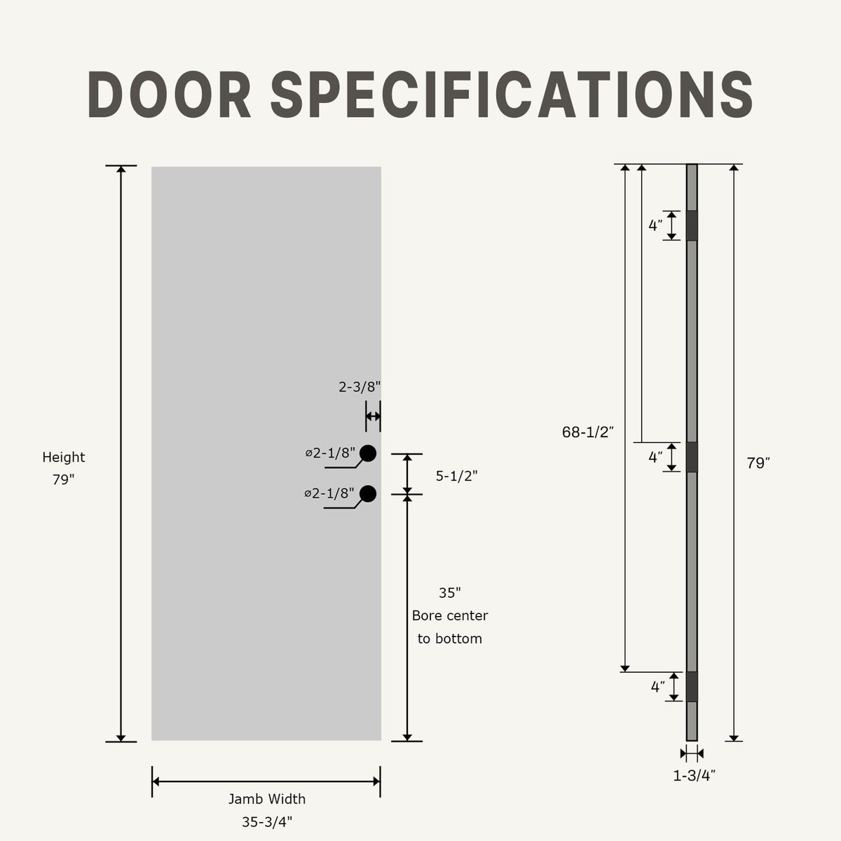 Fiberglass Entry Door 4-Lite Glass Left-Hand Inswing L57654