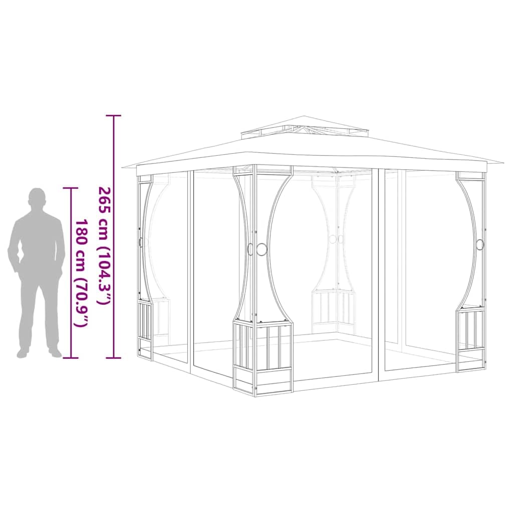 Anthracite Steel Frame 9.8'x9.8'x8.7' UV-Protective Polyester Gazebo O16522