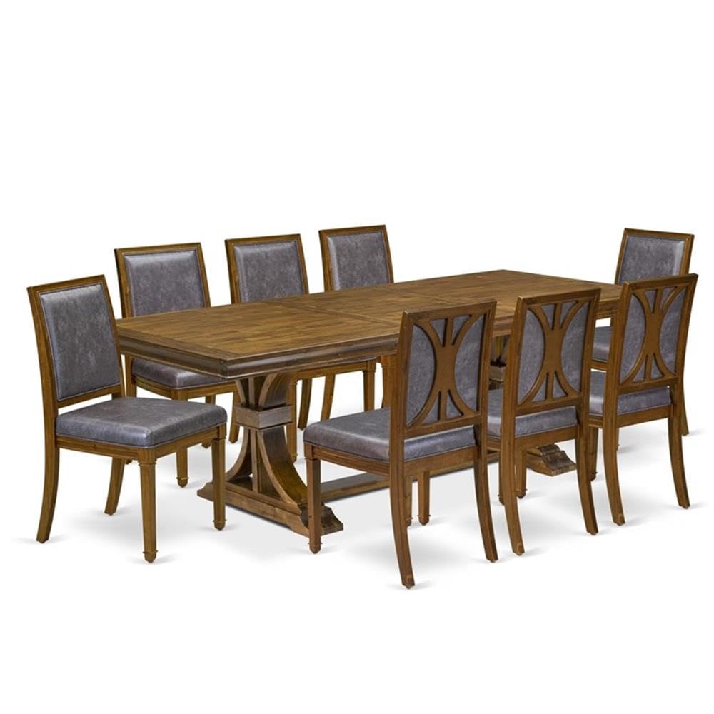 9-Piece Acacia Wood Dining Table Set with 8 Chairs J830