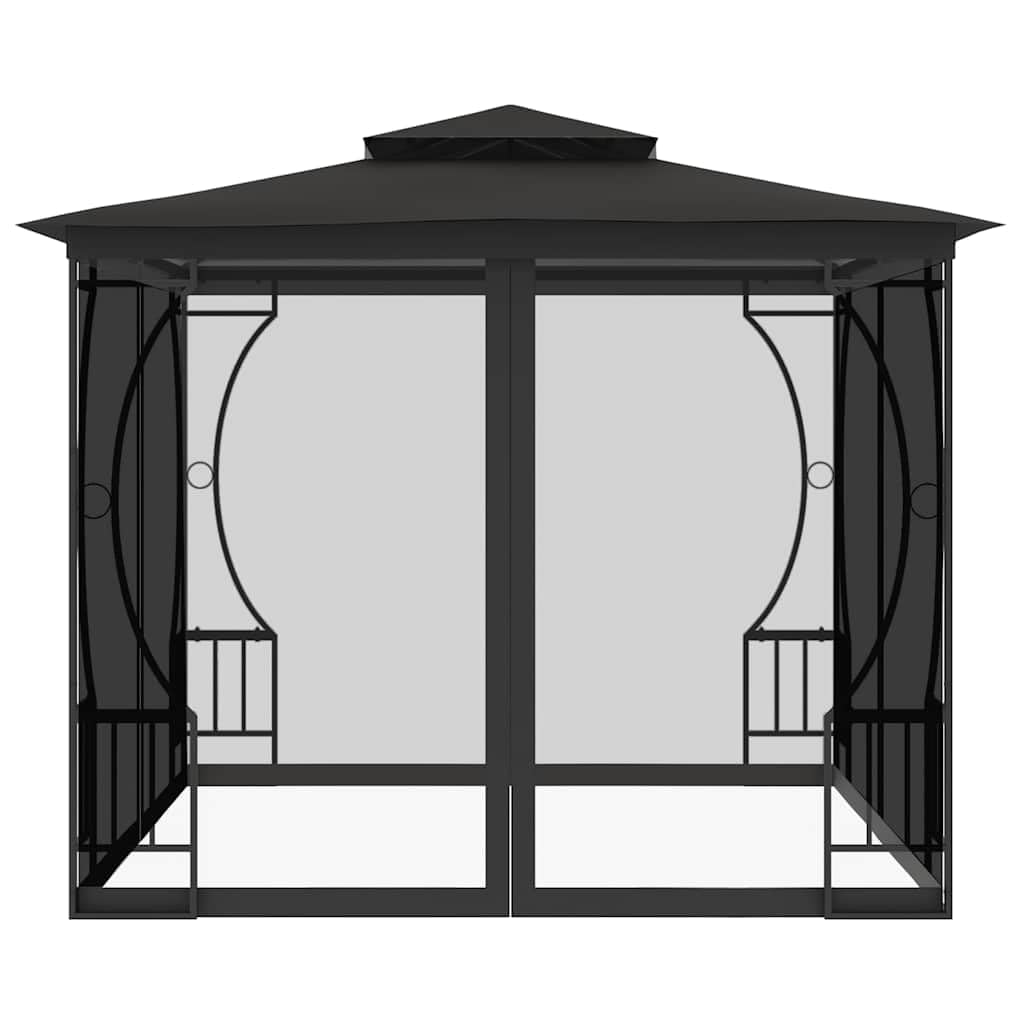 Anthracite Steel Frame 9.8'x9.8'x8.7' UV-Protective Polyester Gazebo O16522