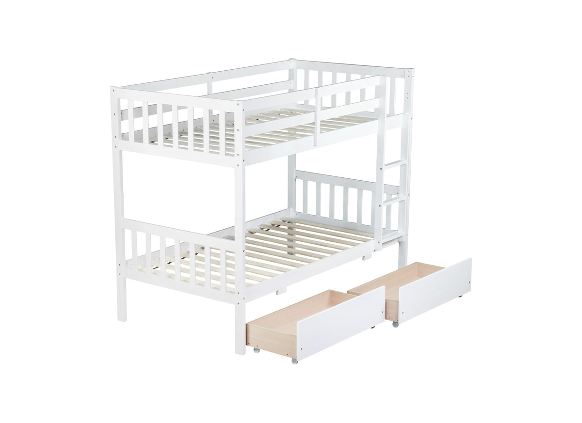 Twin Over Twin Bunk Bed with Storage E8892