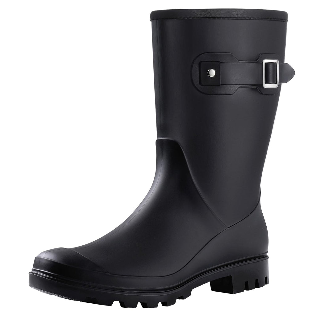 Mid Calf Waterproof Rain Boots with Buckle N287159