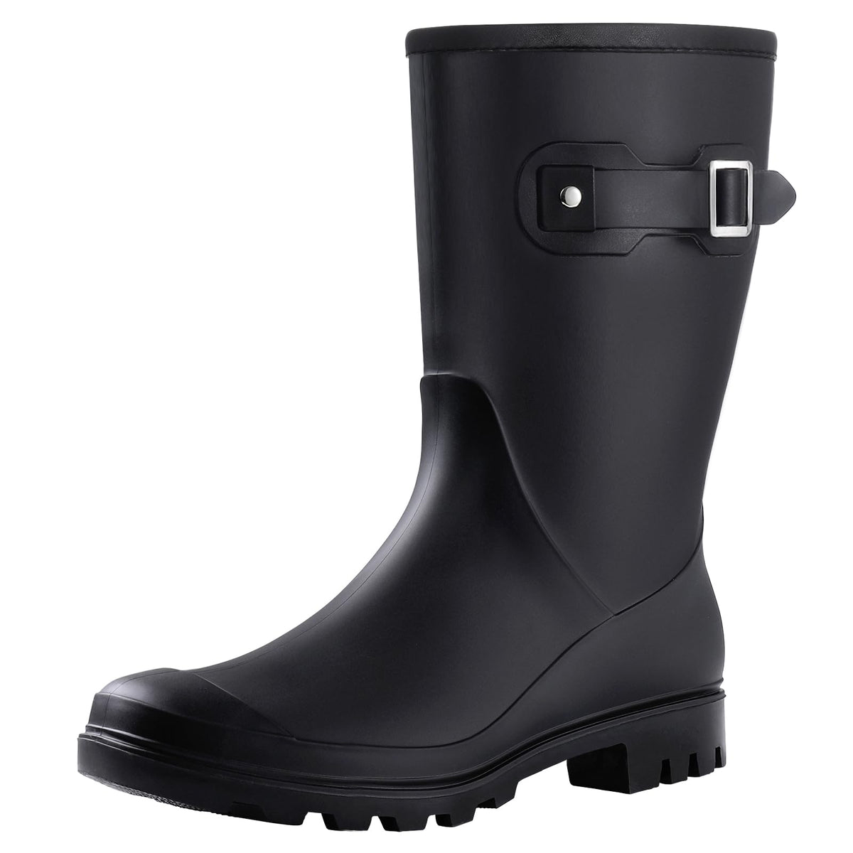 Mid Calf Waterproof Rain Boots with Buckle N287159