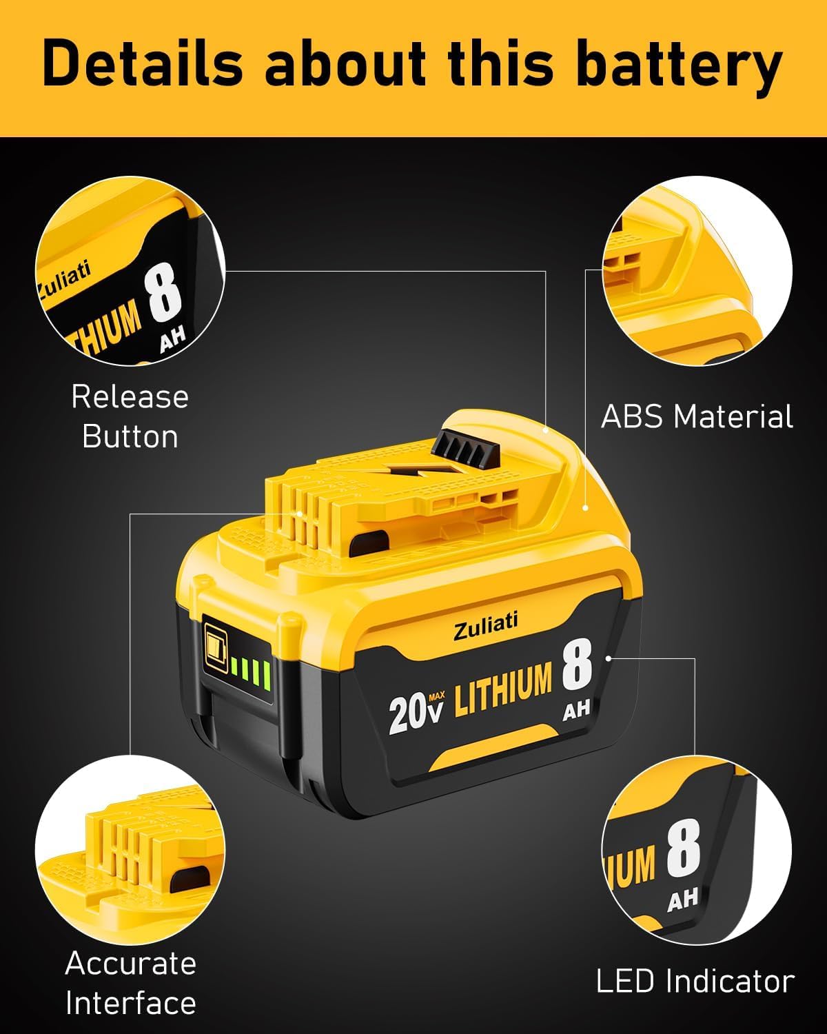 8.0Ah Replacement Battery 2PC D736