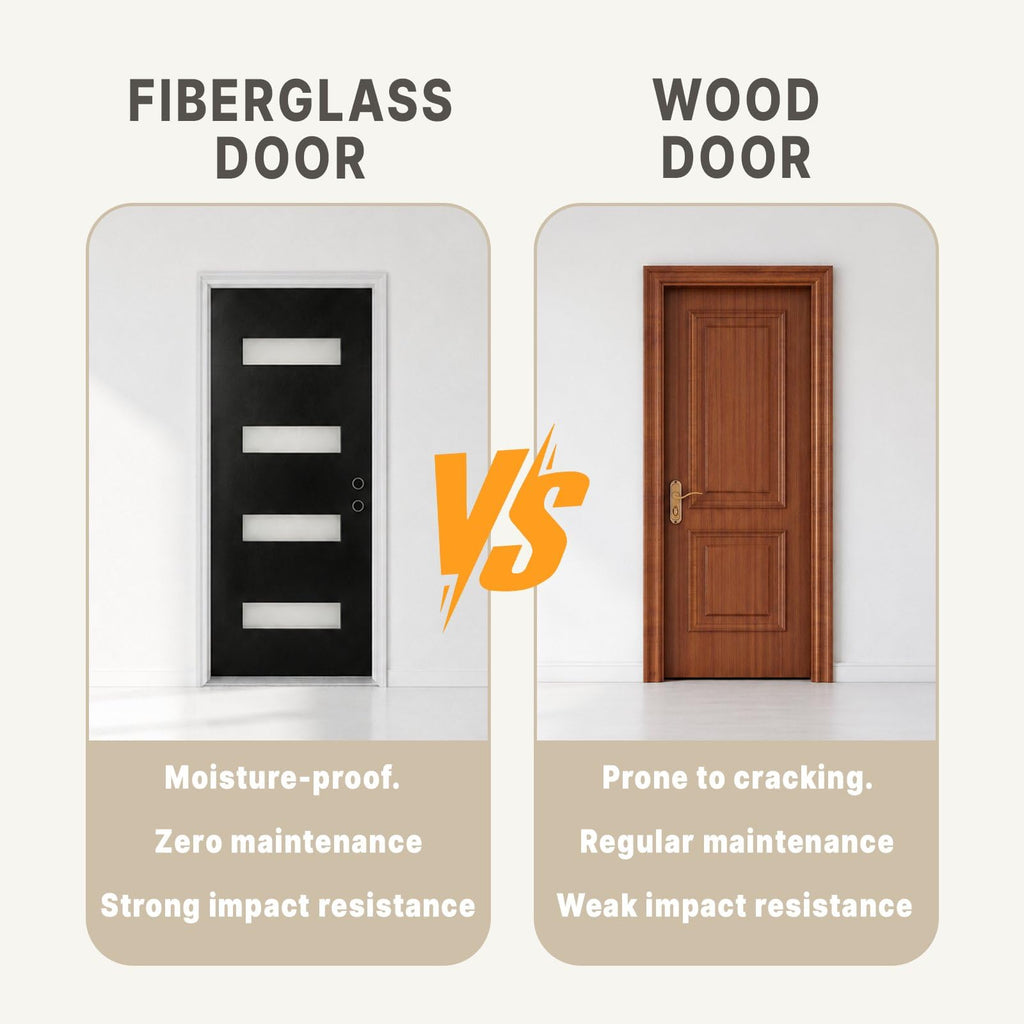 Fiberglass Entry Door 4-Lite Glass Left-Hand Inswing L57654