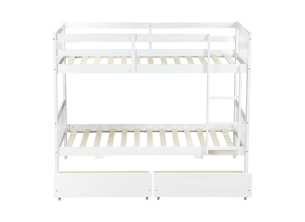 Twin Over Twin Bunk Bed with Storage E8892
