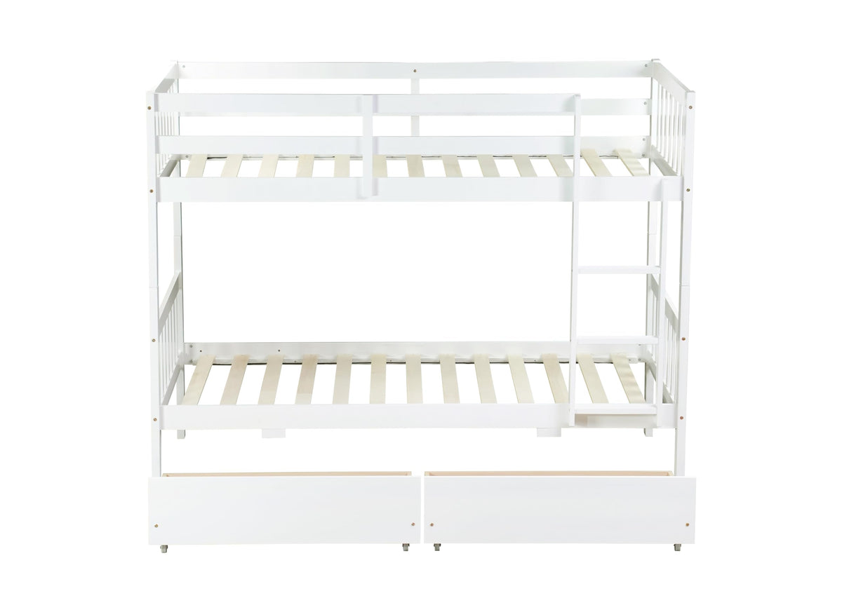 Twin Over Twin Bunk Bed with Storage E8892