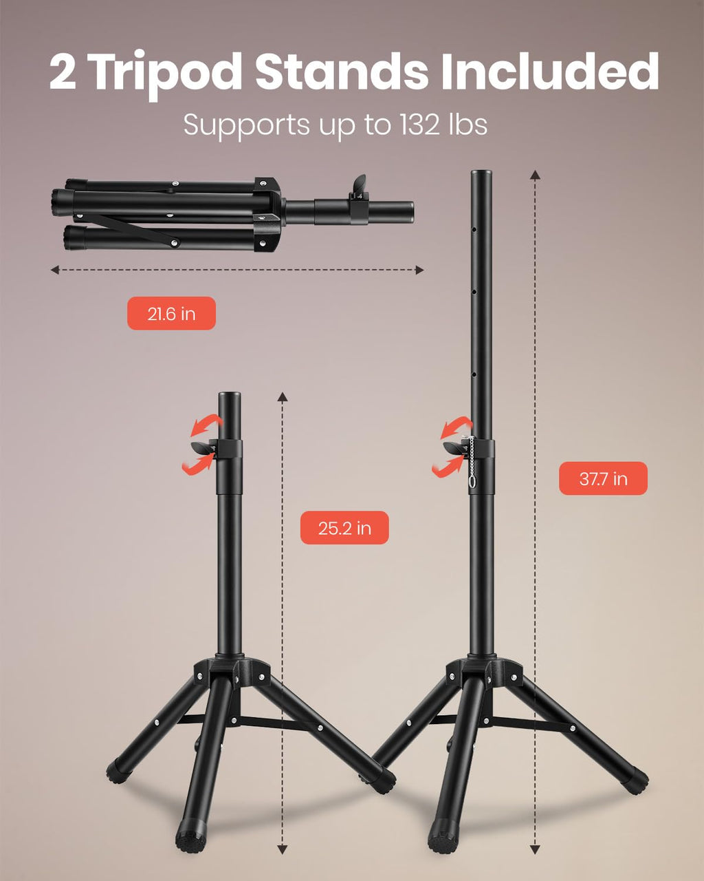 8 Inch Rechargeable PA Speakers with Tripod Stands V60657
