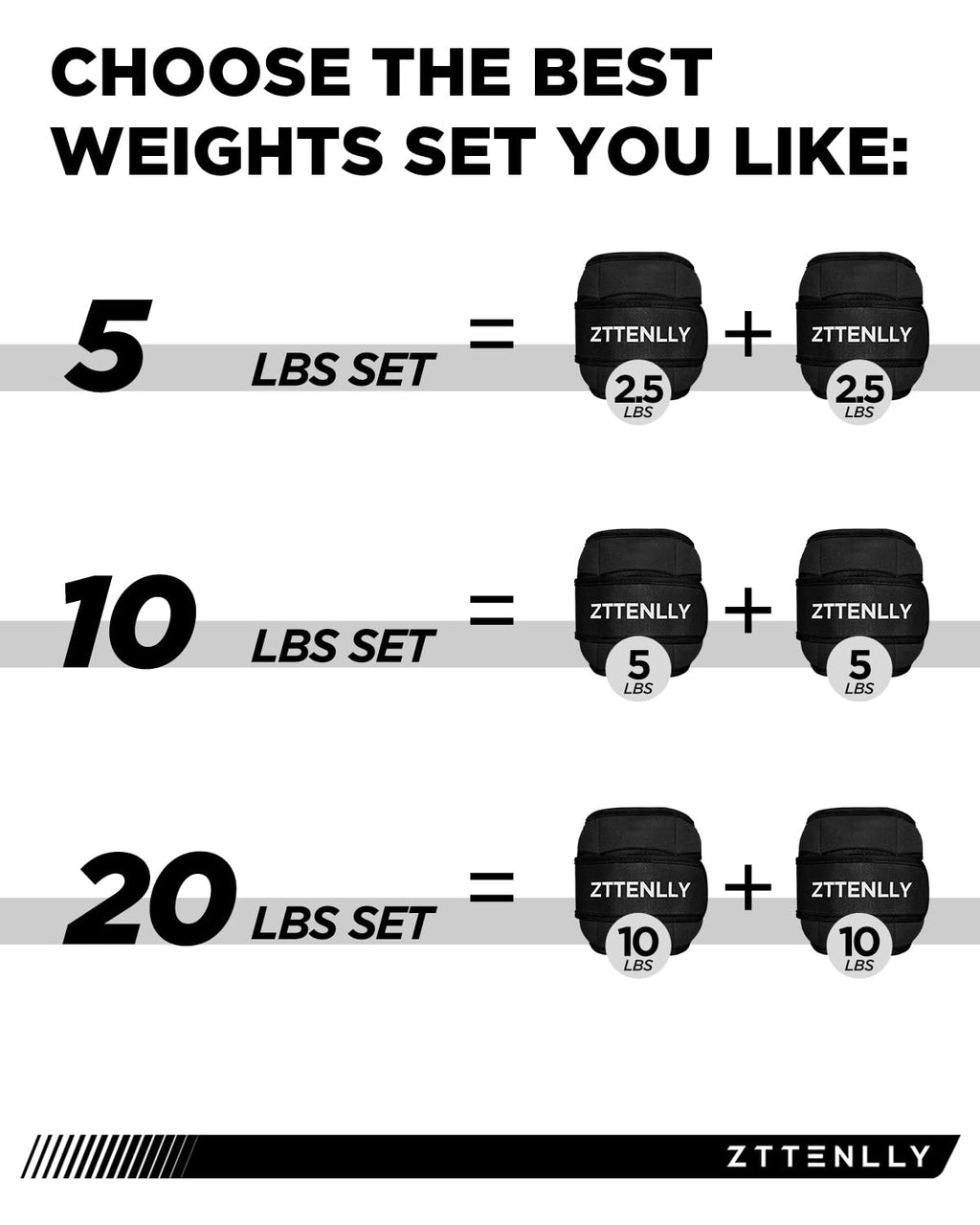 Adjustable Ankle Weights 1 Pair 5 10 15 18 20 Lbs A14983