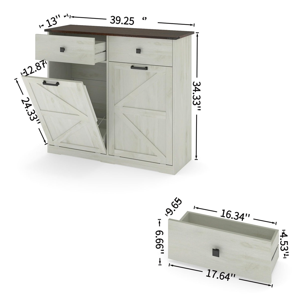 39" Double Tilt-Out Trash Cabinet for 20 Gallon Cans M2215