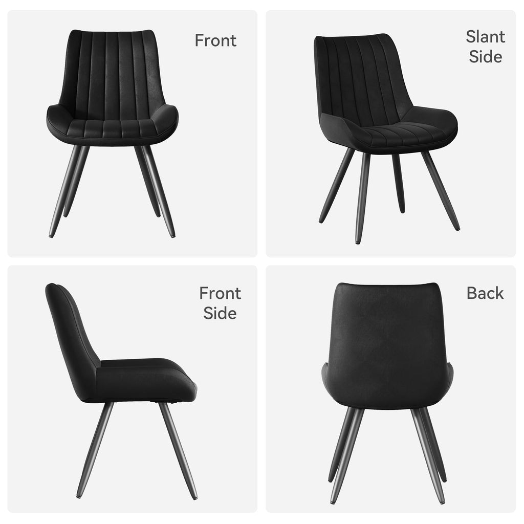 Black Faux Leather Upholstered Dining Chairs Set of 6 V954