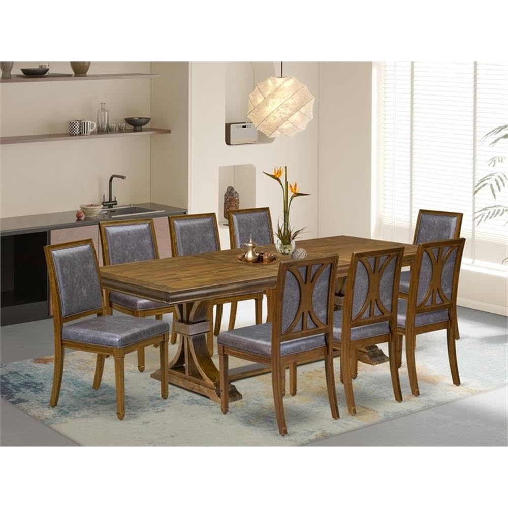 9-Piece Acacia Wood Dining Table Set with 8 Chairs J830