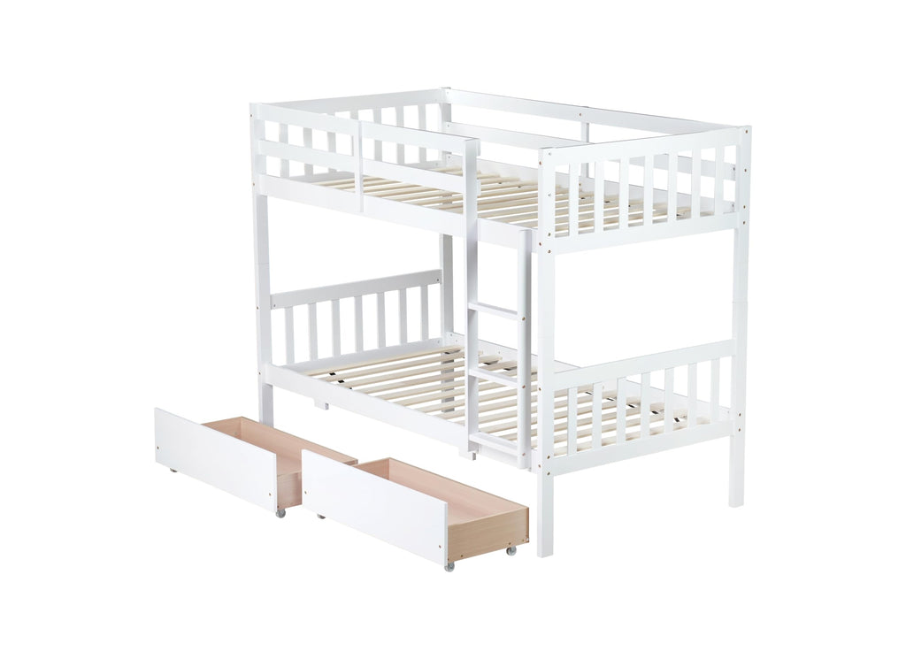 Twin Over Twin Bunk Bed with Storage E8892
