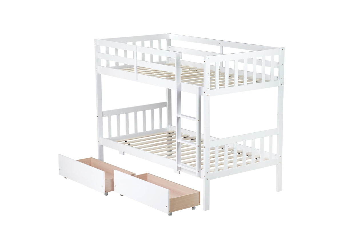 Twin Over Twin Bunk Bed with Storage E8892