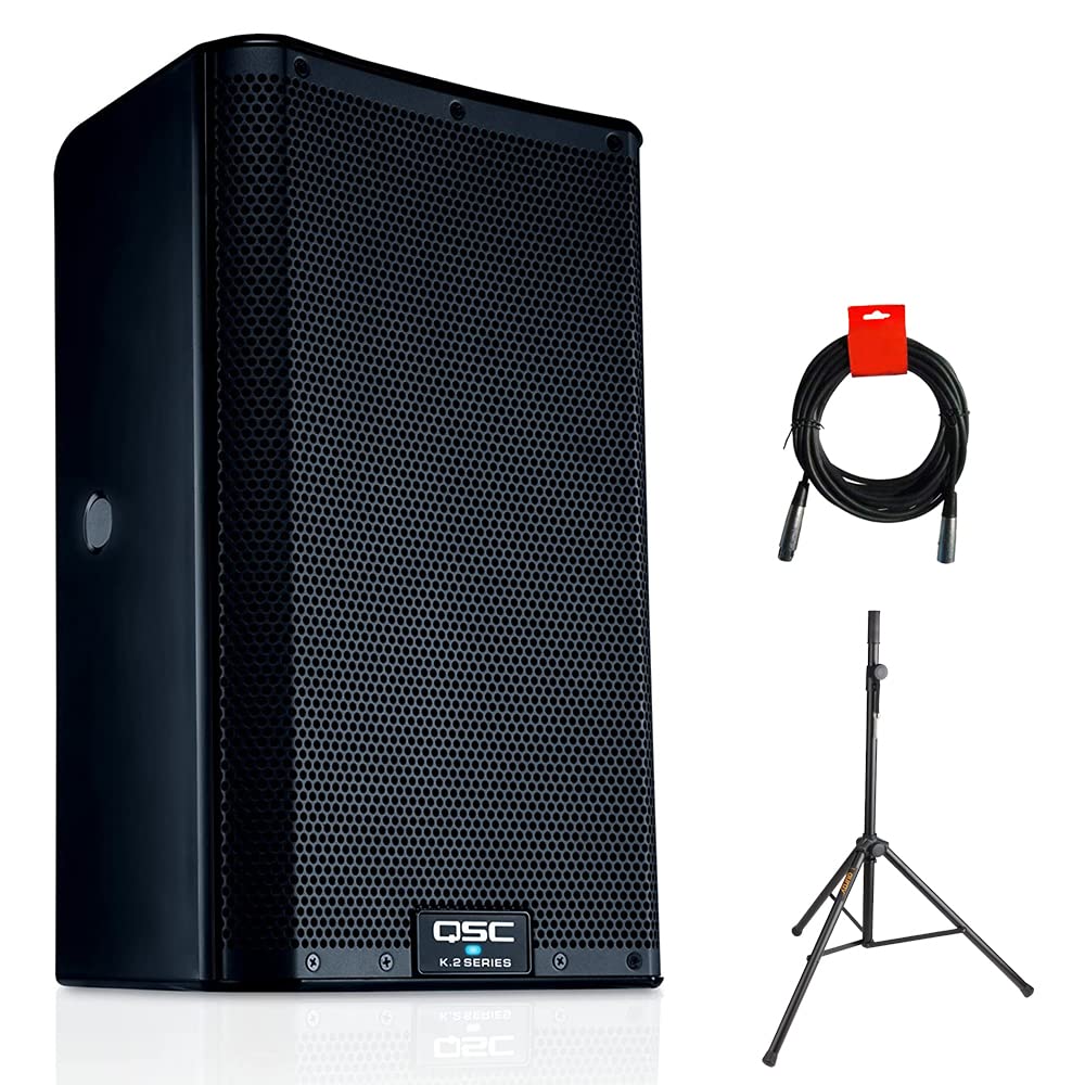 8" 2000W Powered Portable PA Speaker with Speaker Stand and XLR Cable L767895