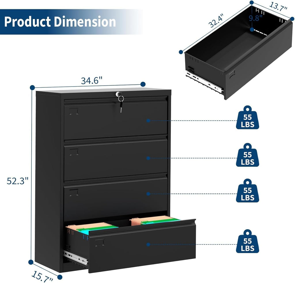 4 Drawer Metal File Cabinet with Lock L3959