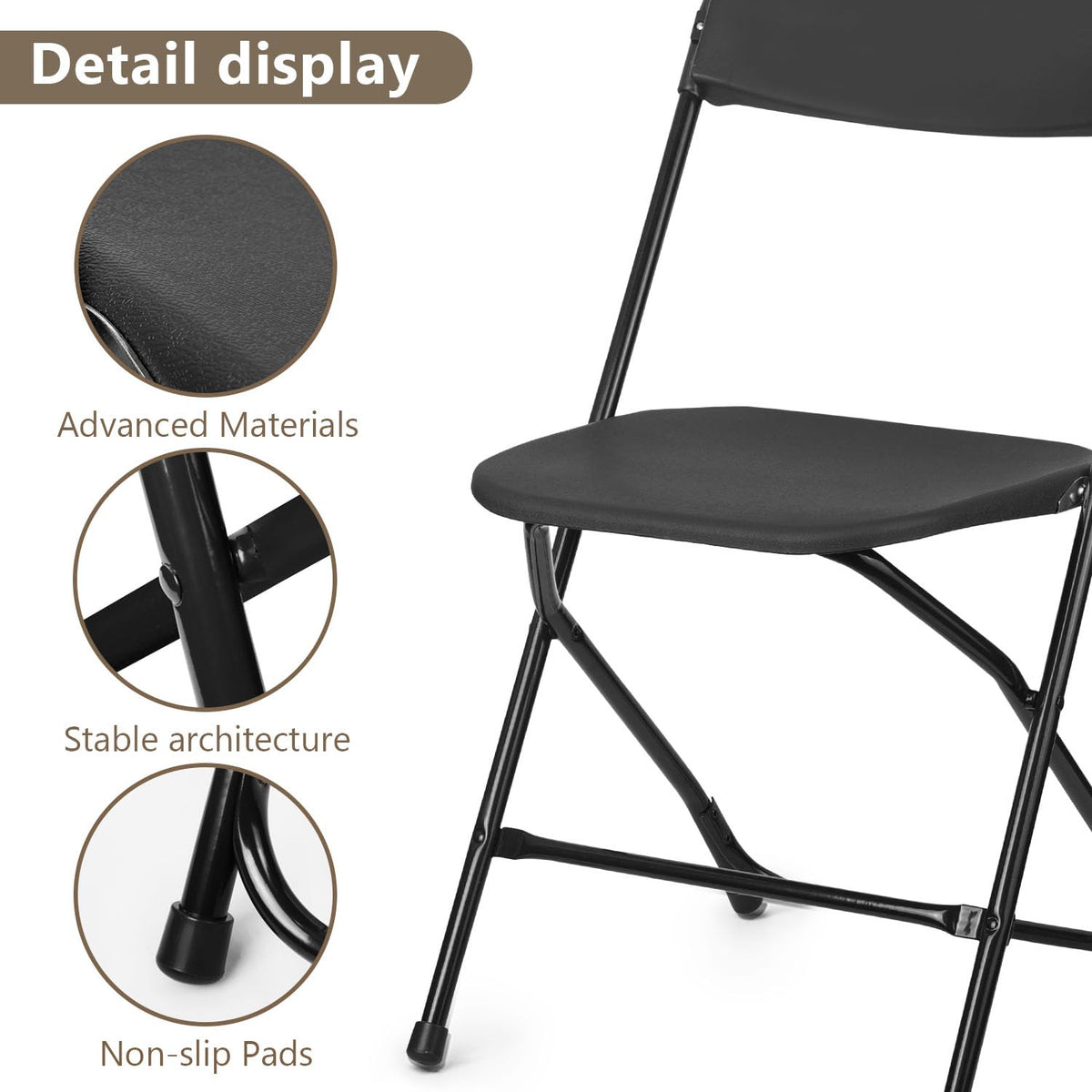 Portable Heavy Duty Folding Chairs 10 Pack Black I7109