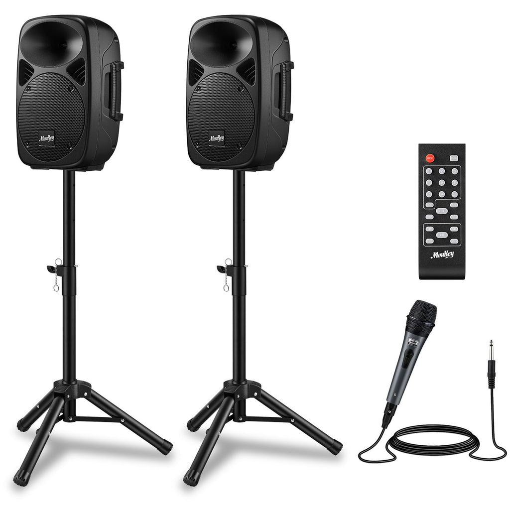 8 Inch Rechargeable PA Speakers with Tripod Stands V60657