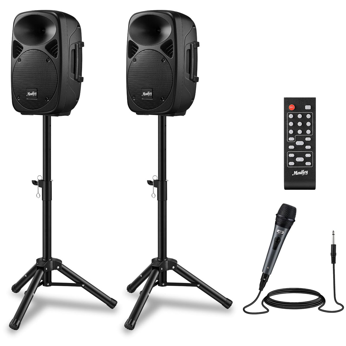 8 Inch Rechargeable PA Speakers with Tripod Stands V60657