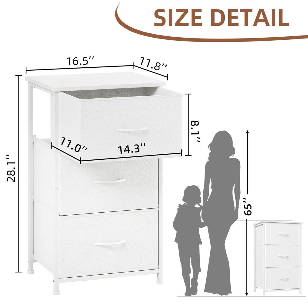 White 3 Drawer Dresser M14356