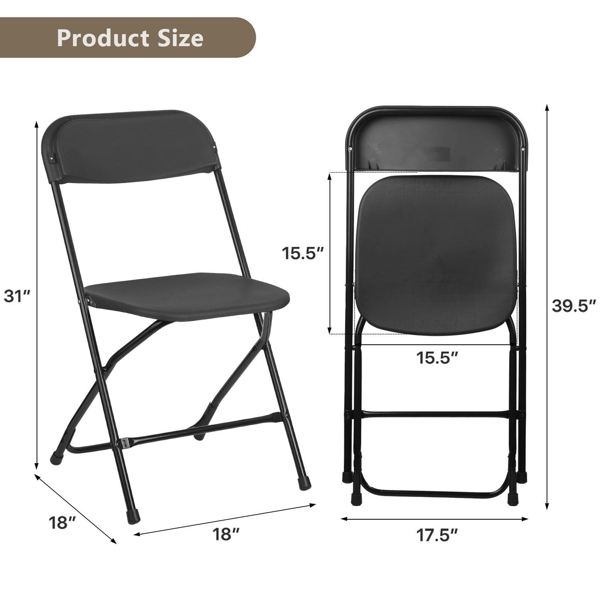 Portable Heavy Duty Folding Chairs 10 Pack Black I7109