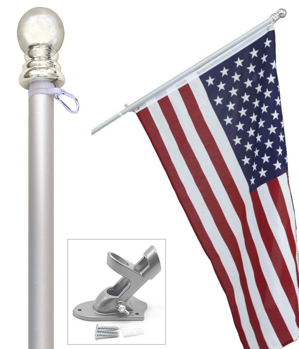 3x5 ft US Flag and 6 ft Aluminum Flag Pole Kit with Holder B8147