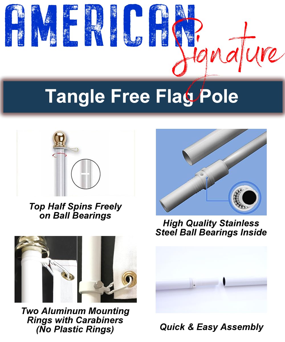 3x5 ft US Flag and 6 ft Aluminum Flag Pole Kit with Holder B8147