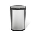 13 Gallon Oval Automatic Trash Can, 50L Touchless Motion Sensor Garbage Can with Odor-Sealing Lid & One-Touch Manual Mode, Silver Stainless Steel, Black Trim S388753