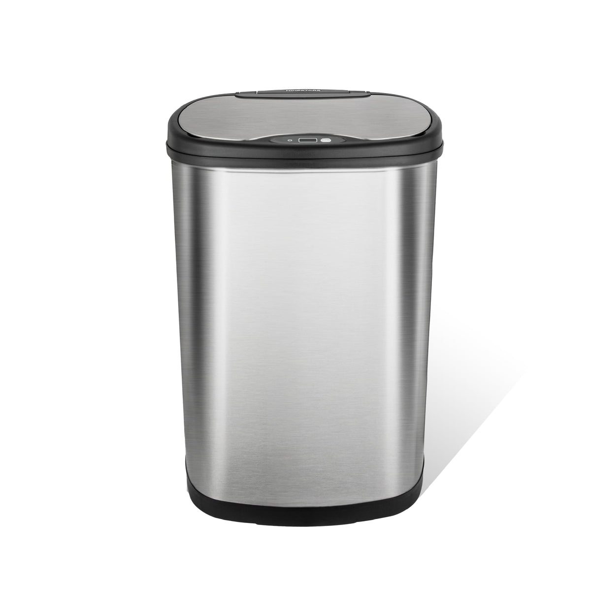 13 Gallon Oval Automatic Trash Can, 50L Touchless Motion Sensor Garbage Can with Odor-Sealing Lid & One-Touch Manual Mode, Silver Stainless Steel, Black Trim S388753