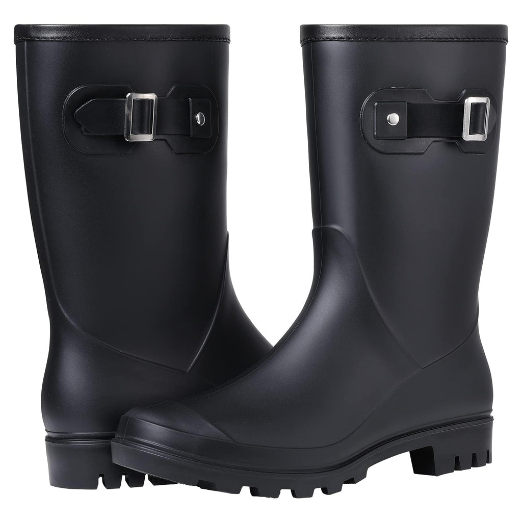 Mid Calf Waterproof Rain Boots with Buckle N287159