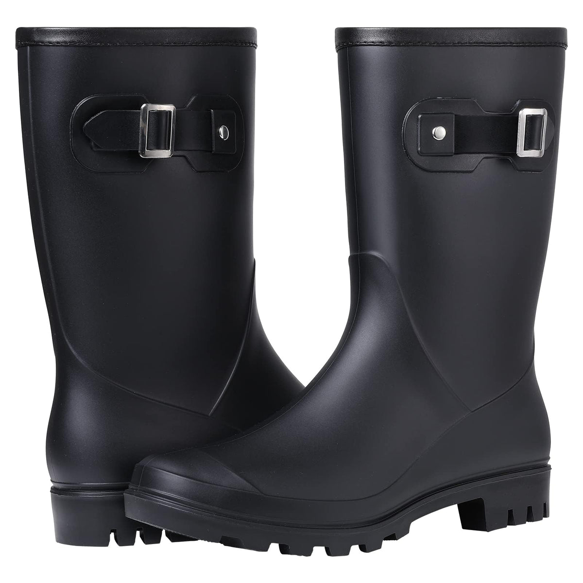 Mid Calf Waterproof Rain Boots with Buckle N287159