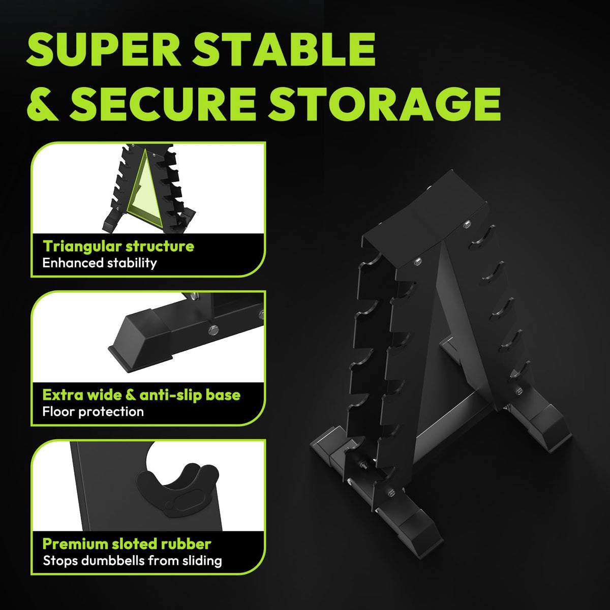 Hex Dumbbell Set with Vertical Storage Rack M385