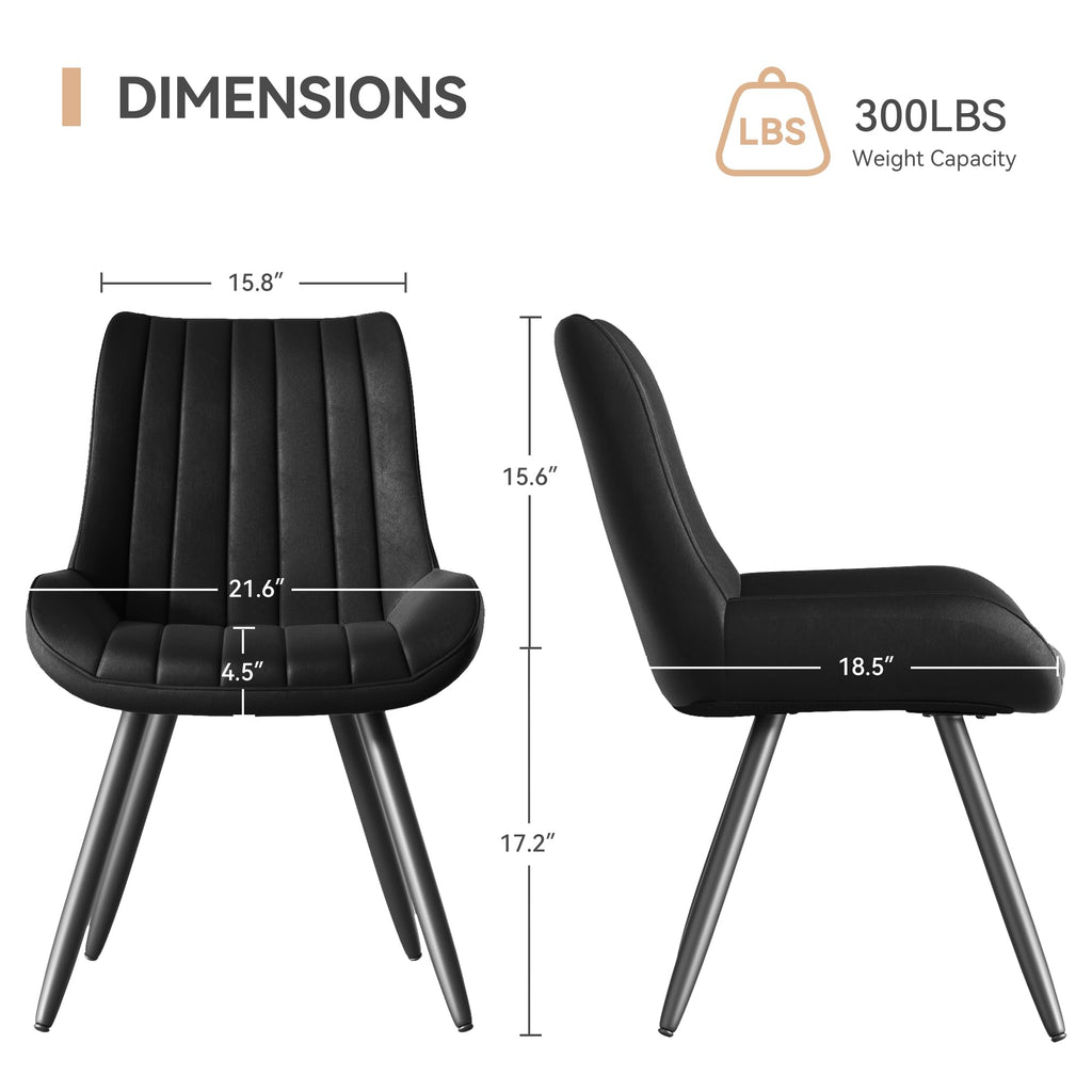 Black Faux Leather Upholstered Dining Chairs Set of 6 V954