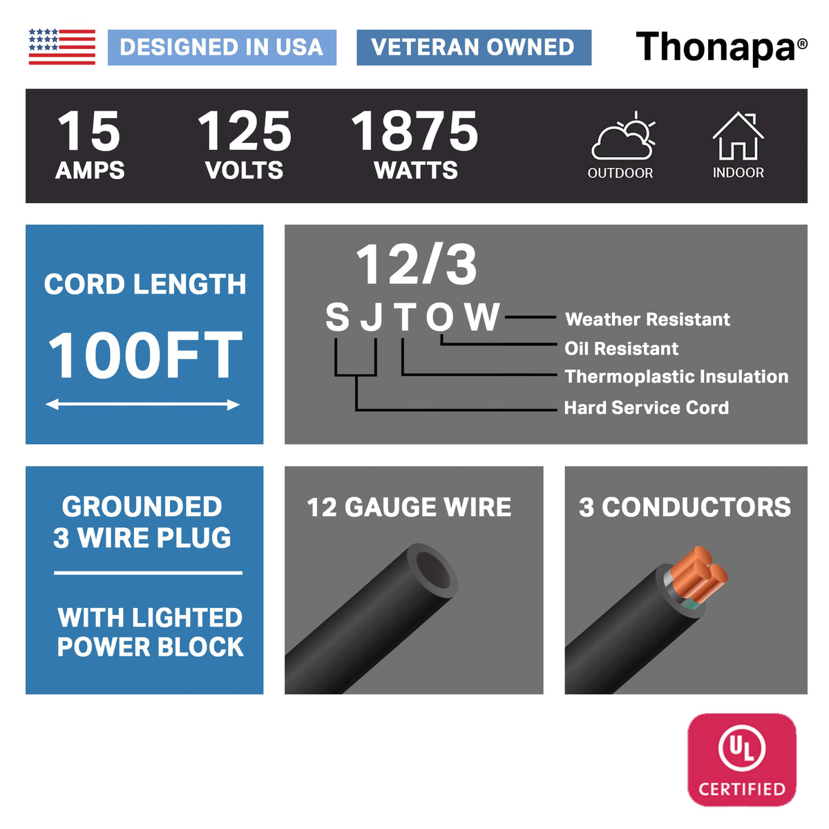 Black Oil Resistant 12 Gauge Extension Cord 100 ft and Yellow 10 Gauge Extension Cord 75 ft R970