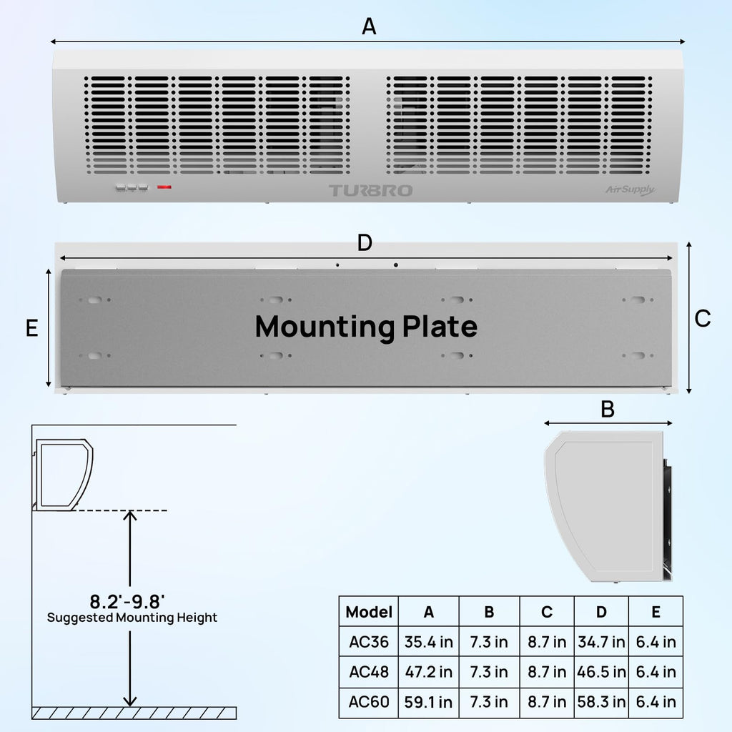36-Inch Wall-Mounted Air Curtain Fan Y7351