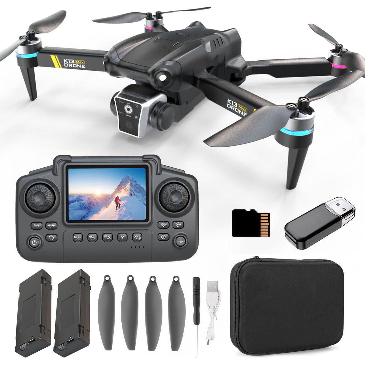 Brushless Drone with Camera, 2 Batteries Z47528