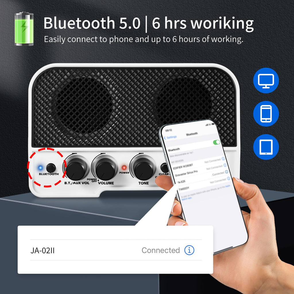 5W Portable Electric Guitar Practice Amplifier with Bluetooth S432552