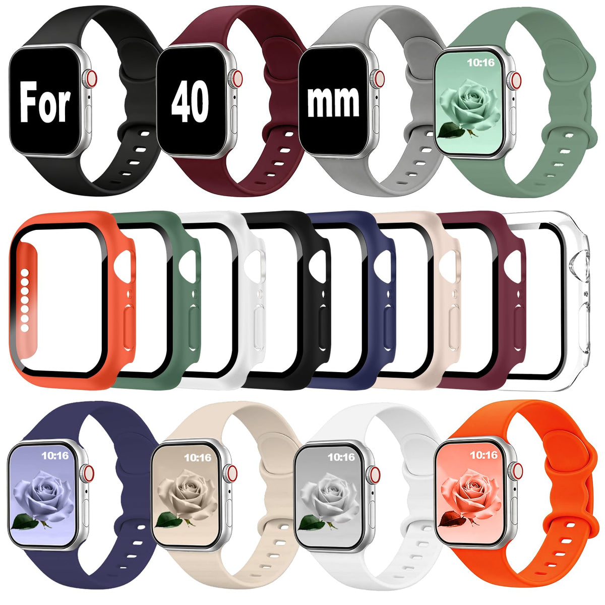 8 Pack Watch Screen Protector Silicone Band Q169
