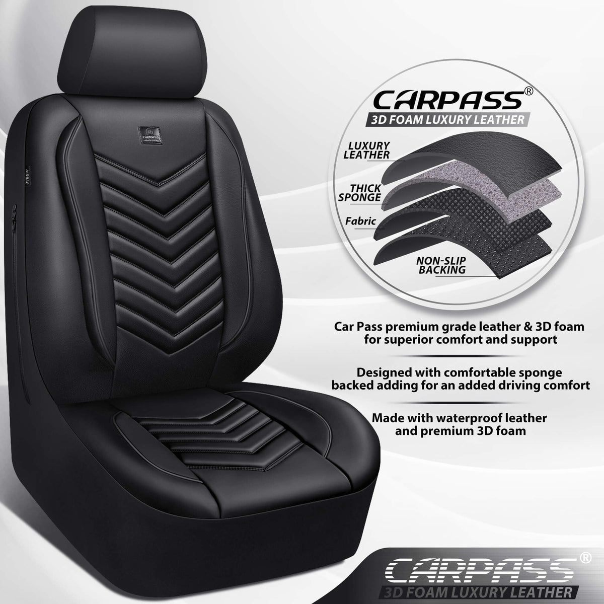 3D Foam Faux Leather Seat Covers Full Set B5575