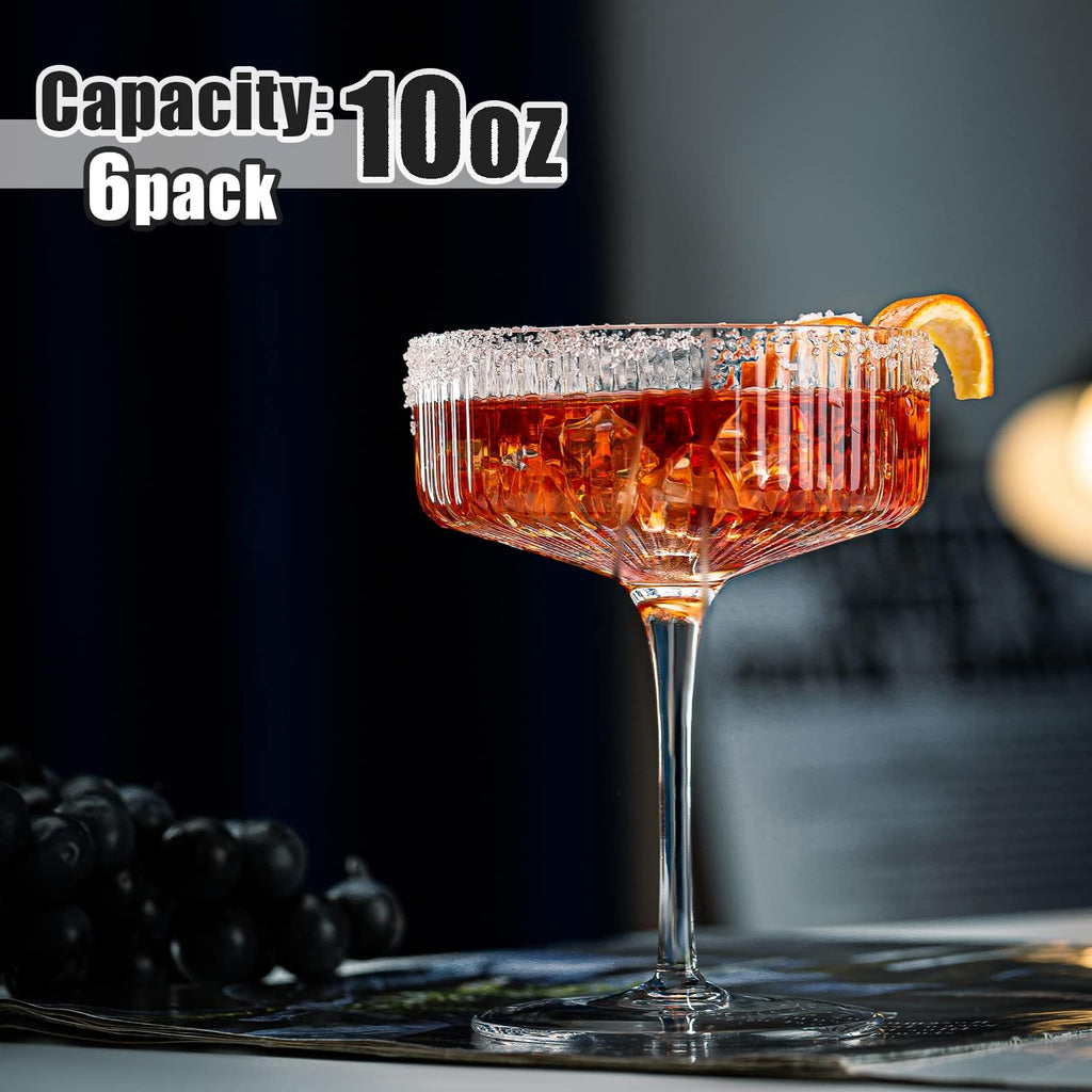 Set of 6 Ribbed Coupe Cocktail Glasses T129273