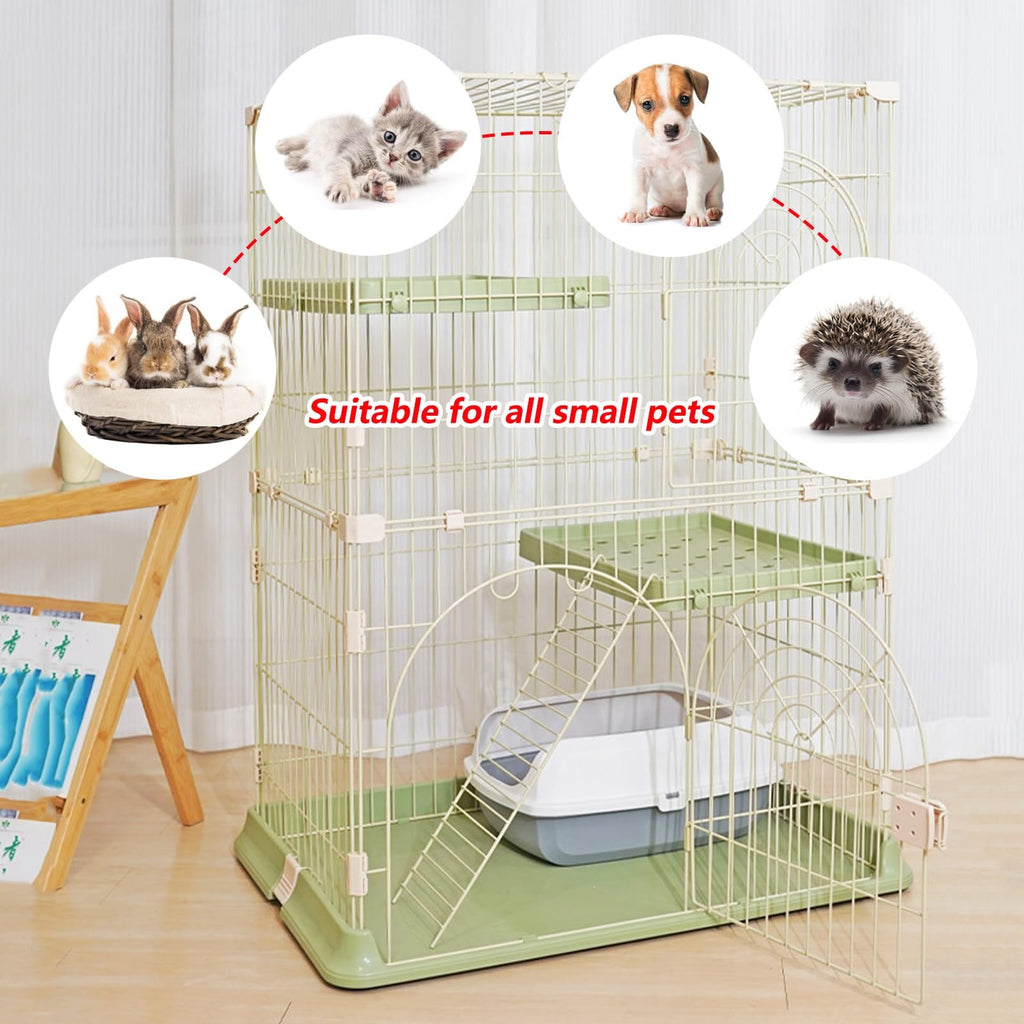 3/4-Tier Wire Cat Cage Playpen Kennel with Hammock W460