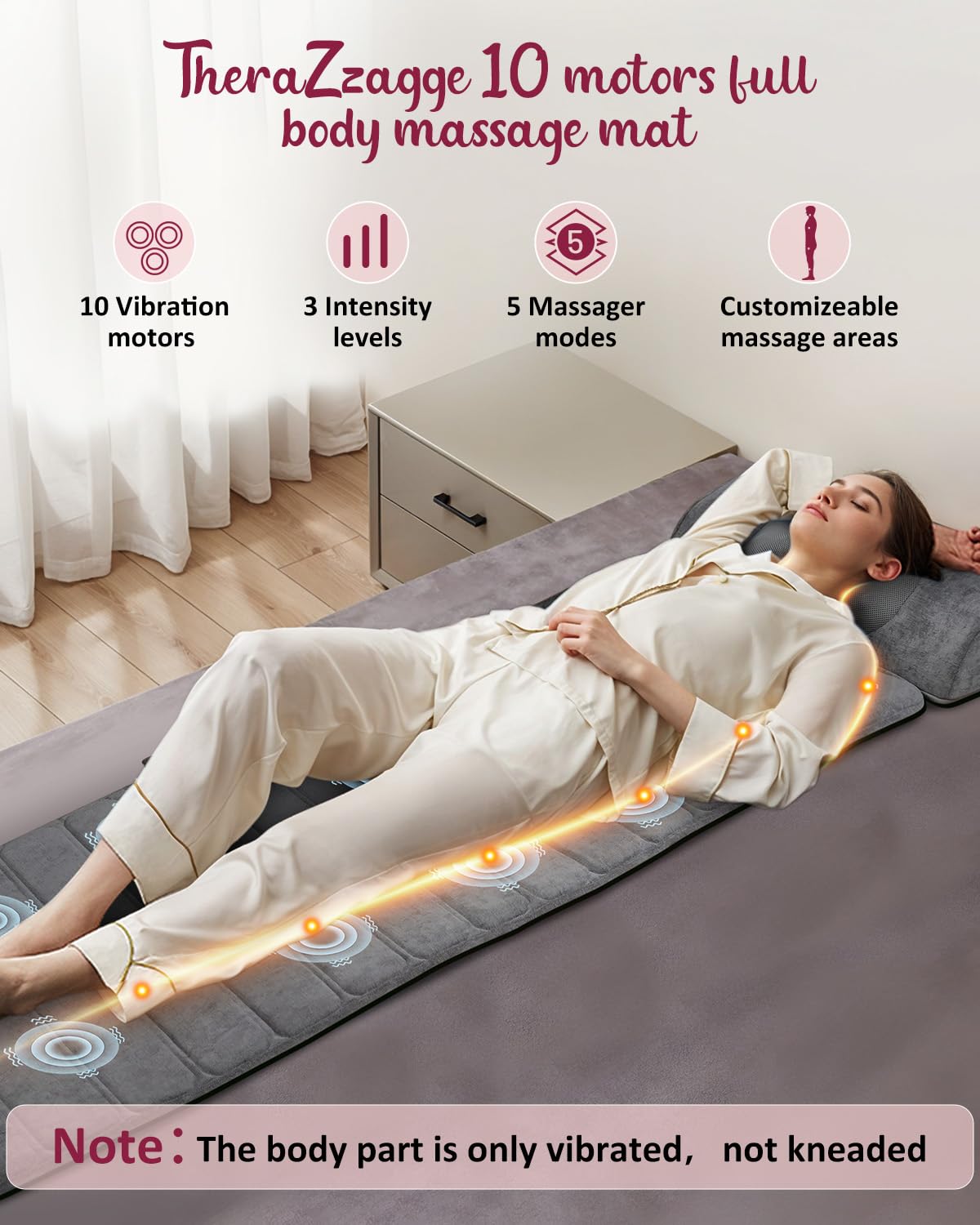 Full Body Massage Mat with Heat Detachable Neck Massager 10 Vibrating Motors J8428