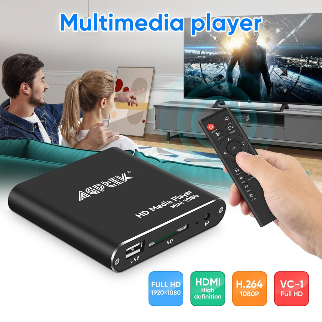 Black Mini 1080p Full-HD HDMI Digital Media Player J243690