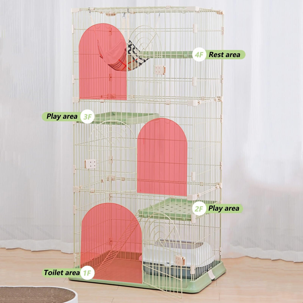 3/4-Tier Wire Cat Cage Playpen Kennel with Hammock W460