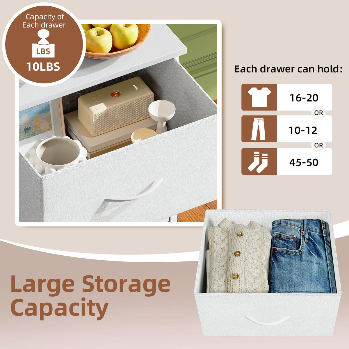 White 3 Drawer Dresser M14356