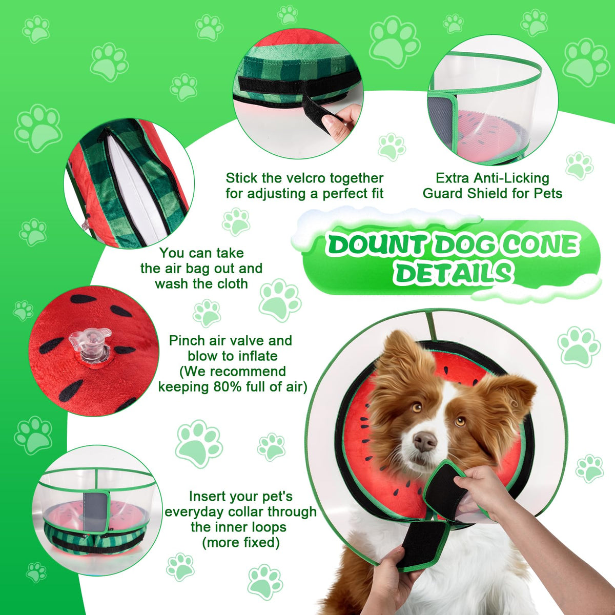 Inflatable Dog Cone Collar with Detachable Shield N431