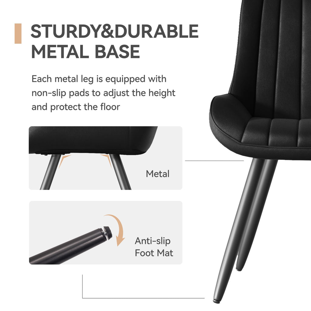 Black Faux Leather Upholstered Dining Chairs Set of 6 V954