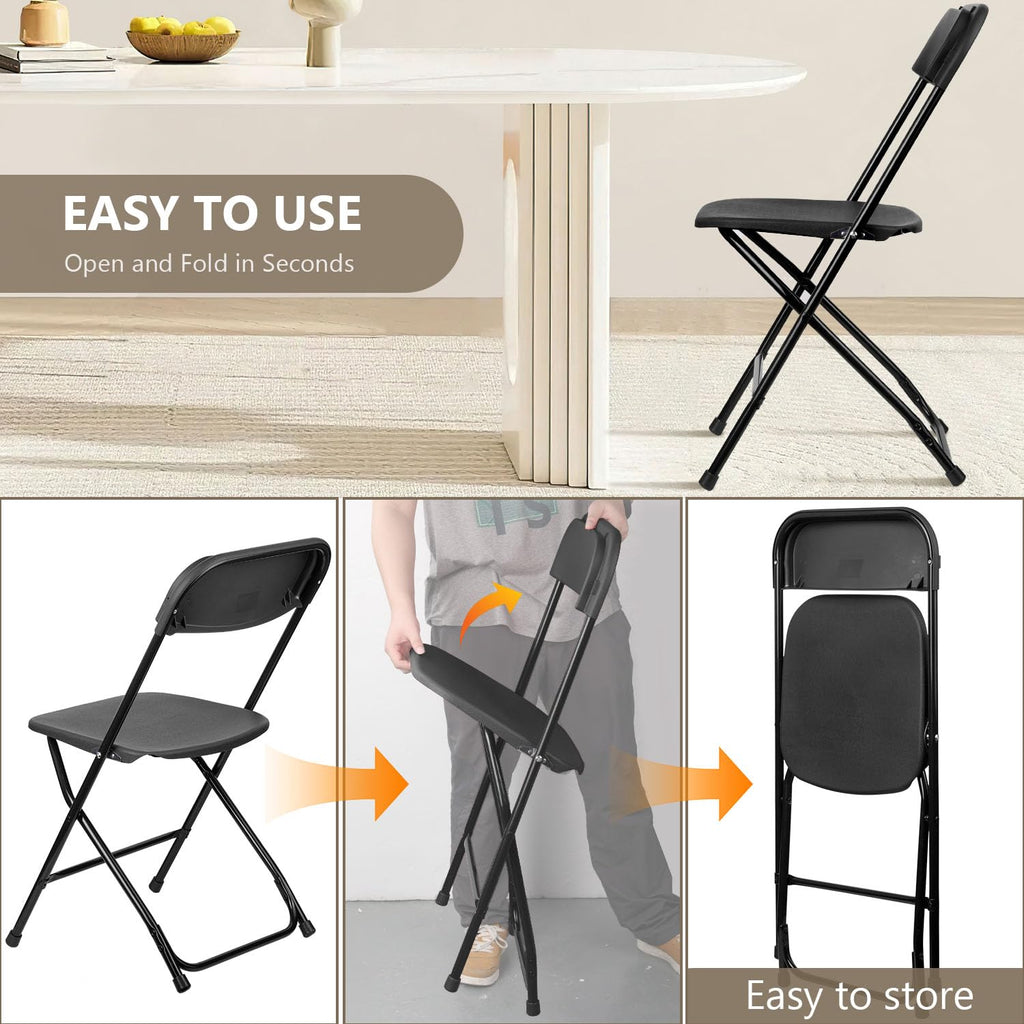 Portable Heavy Duty Folding Chairs 10 Pack Black I7109